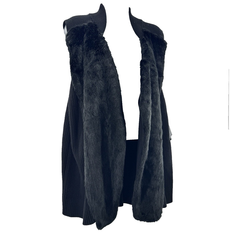 Alfani Faux Fur Vest Women Plus Size 2X Black Mob Wife Glam Soft Cozy Chic
